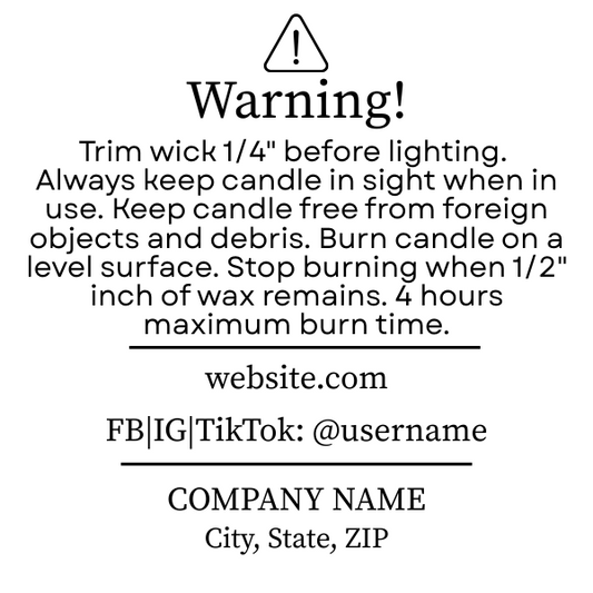 2x2 Warning Label Template for Candle