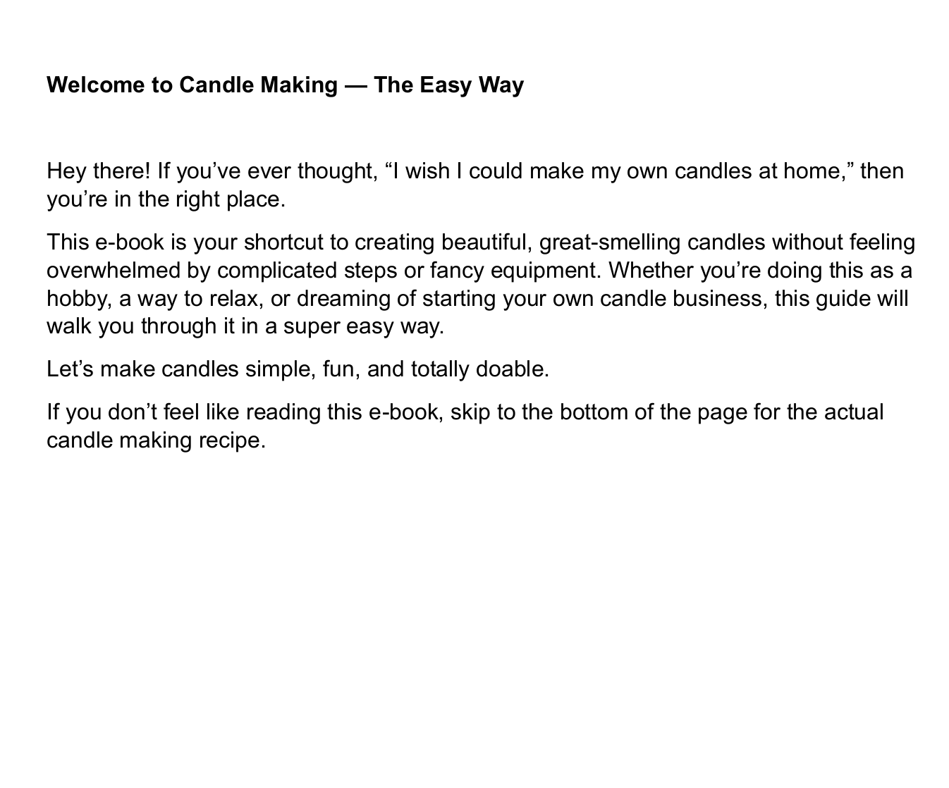 How To Make A Candle E-book- The Easy Way